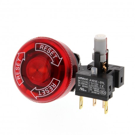 OMRON A165E-LS-24D-02 A165E-LS-24D-02 A16E7004A A165ELS24D02 OMRON Emergency stop button 16mm DPST-NC LED