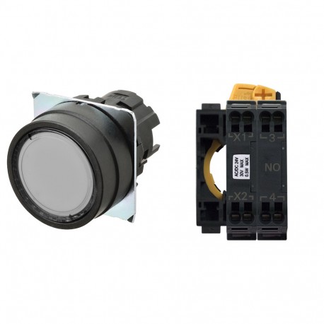 Omron A22NL-BNM-TWA-P100-WC A22NLBNMTWAP100WC OMRON The Pushbutton Ø22, bezel plastic, FLAT, MOMENTARY, ..