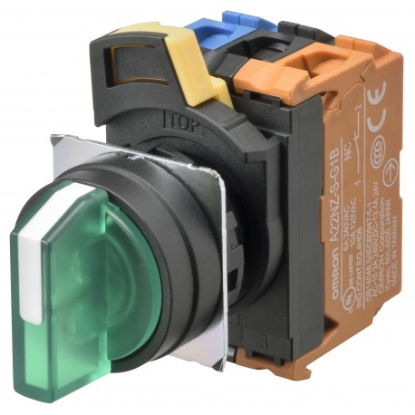 Omron A22NW-2BM-TGA-G101-GE A22NW2BMTGAG101GE OMRON Selector A22NW Ø22, 2 position, Lighted, bezel PLAST..