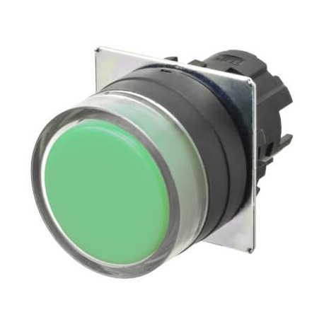 Omron A22NZ-BGM-NGA 666481 OMRON Pulsa.22mm, Plastic, PROTECTED, MOMENTARY, Opaque GREEN