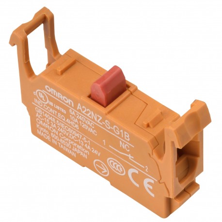 Omron A22NZ-S-G1B A22NZSG1B OMRON Accessory Pulsatería A22NZ Block Contacts SPST-NC (orange)