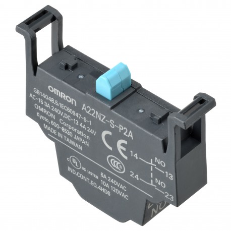 Omron A22NZ-S-P2A A22NZSP2A OMRON Accessory Pulsatería A22NZ Block Contacts DPST-NA (blue) Push-in+
