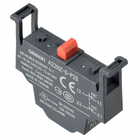 Omron A22NZ-S-P2B A22NZSP2B OMRON Accessory Pulsatería A22NZ Block Contacts DPST-NC (orange) Push-in+