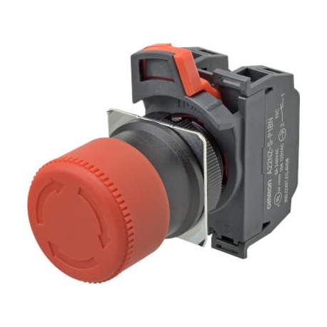 Omron A22NE-S-P212-N A22NESP212N OMRON Pushbutton, 30mm, Emergency Turn IP65, 2NC+1NO, Push-in+