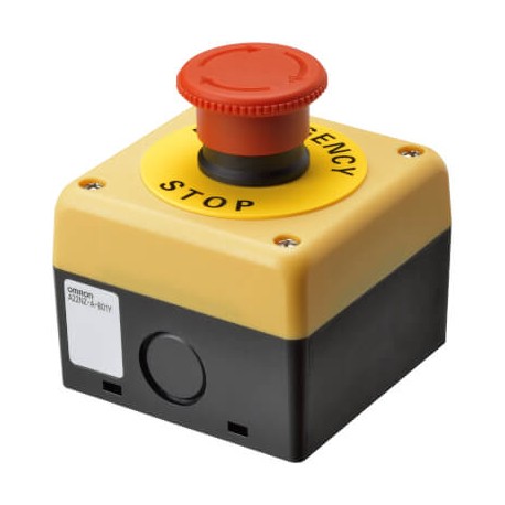 Omron A22NE-M-P002-N-B 679806 OMRON Push Button 40mm Emergency Rotate IP65 1 NC Push-in+ includes Yellow..