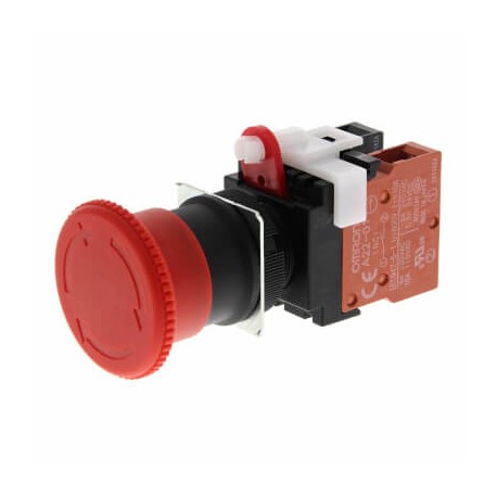 Omron A22E-M-02 141596 OMRON Emergency stop button, screw terminal, no lighting, 40 mm diameter, lock-on..