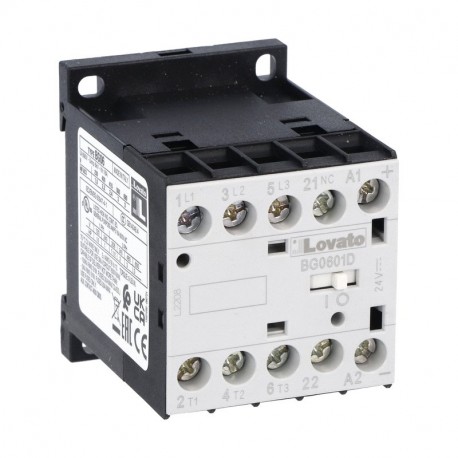 Lovato-electric 11BG0601D110 LOVATO THREE-POLE CONTACTOR, IEC OPERATING CURRENT IE (AC3) 6A, DC COIL, 110VDC, 1NC..