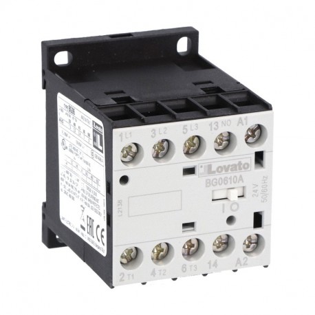 Lovato-electric 11BG0610A110 LOVATO THREE-POLE CONTACTOR, IEC OPERATING CURRENT IE (AC3) 6A, AC COIL 50/60HZ, 110..