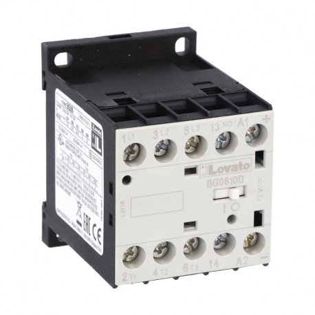 Lovato-electric 11BG0610D048 LOVATO THREE-POLE CONTACTOR, IEC OPERATING CURRENT IE (AC3) 6A, DC COIL, 48VDC, 1NO ..