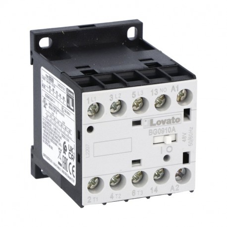 Lovato-electric 11BG0910A400 LOVATO THREE-POLE CONTACTOR, IEC OPERATING CURRENT IE (AC3) 9A, AC COIL 50/60HZ, 400..