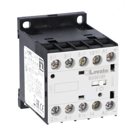LOVATO ELECTRIC 11BG0910D048 11BG0910D048 BG0910D048 LOVATO THREE-POLE CONTACTOR, IEC OPERATING CURRENT IE (AC3) 9A, DC COIL, 48VDC, 1NO ..