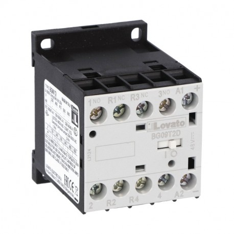 LOVATO ELECTRIC 11BG09T2D048 11BG09T2D048 BG09T2D048 LOVATO FOUR-POLE CONTACTOR, DC COIL, 48VDC, 2NO AND 2NC
