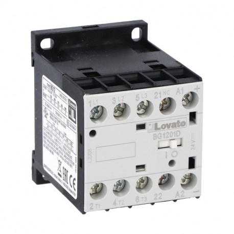 Lovato-electric 11BG1201D125 LOVATO THREE-POLE CONTACTOR, IEC OPERATING CURRENT IE (AC3) 12A, DC COIL, 125VDC, 1N..