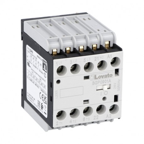 LOVATO ELECTRIC 11BGP0901A024 11BGP0901A024 BGP0901A024 LOVATO THREE-POLE CONTACTOR, IEC OPERATING CURRENT IE (AC3) 9A, AC COIL 50/60HZ, 2..