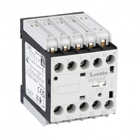 Lovato-electric 11BGP0901D220 LOVATO THREE-POLE CONTACTOR, IEC OPERATING CURRENT IE (AC3) 9A, DC COIL, 220VDC, 1..