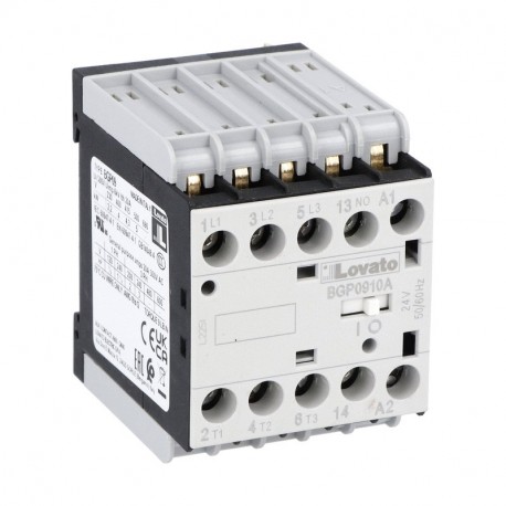 Lovato-electric 11BGP0910A024 LOVATO THREE-POLE CONTACTOR, IEC OPERATING CURRENT IE (AC3) 9A, AC COIL 50/60HZ, 2..