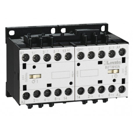 Lovato-electric 11BGT1210D220 LOVATO REVERSING CONTACTOR ASSEMBLY, DC COIL, BUILT-IN INTERLOCK WITH POWER WIRING..