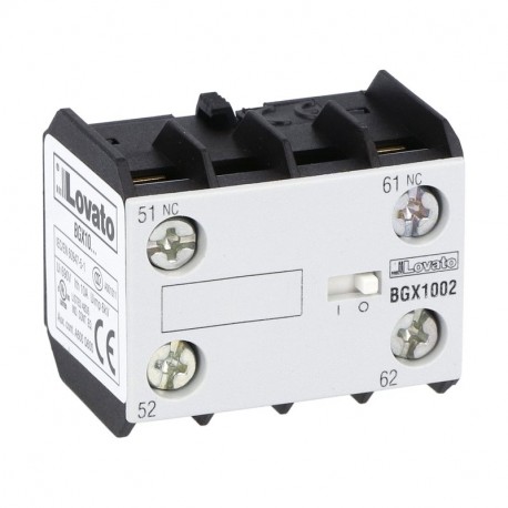 LOVATO ELECTRIC 11BGX1002 11BGX1002 BGX1002 LOVATO AUXILIARY CONTACT. SCREW TERMINALS, FOR BG SERIES MINI-CONTACTORS, 2NC