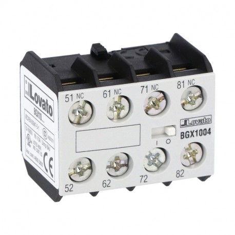 Lovato-electric 11BGX1004 LOVATO AUXILIARY CONTACT. SCREW TERMINALS, FOR BG SERIES MINI-CONTACTORS, 4NC