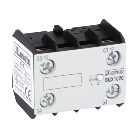 Lovato-electric 11BGX1020 LOVATO AUXILIARY CONTACT. SCREW TERMINALS, FOR BG SERIES MINI-CONTACTORS, 2NO