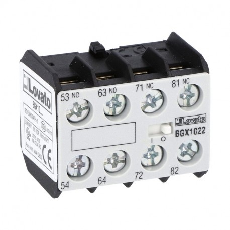 Lovato-electric 11BGX1022 LOVATO AUXILIARY CONTACT. SCREW TERMINALS, FOR BG SERIES MINI-CONTACTORS, 2NO + 2NC