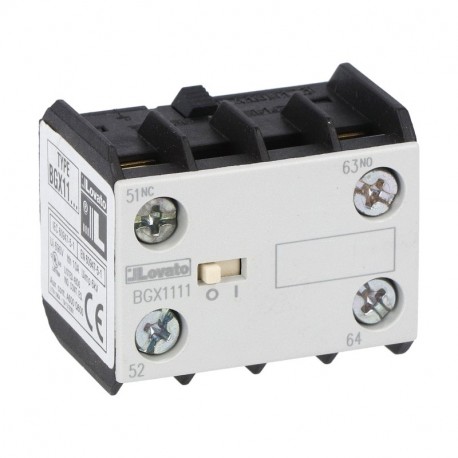Lovato-electric 11BGX1111 LOVATO AUXILIARY CONTACT FOR REVERSING AND CHANGEOVER ASSEMBLIES. SCREW TERMINALS., FOR BG..