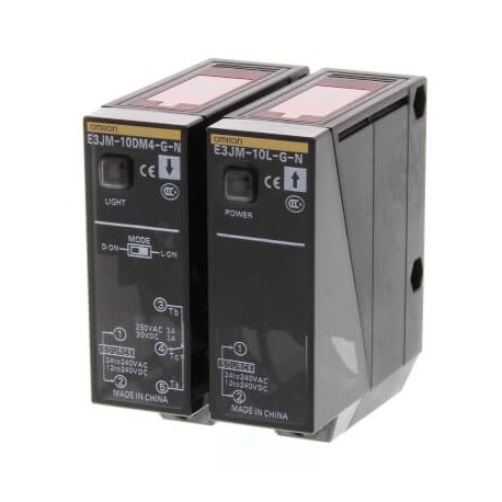 Omron E3JM-10M4-NN E3JM10M4NNOMS,1 OMRON Photoelectric sensor, square shape, through-beam, 10 m, relay o..