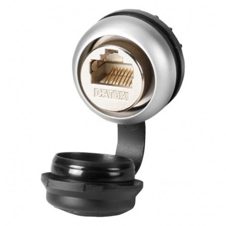 Eaton-moeller M22-RJ45-CAT6A EATON ELECTRIC Bulkhead interface, RJ45, socket to socket 1/1, CAT 6A, Bezel: titan..
