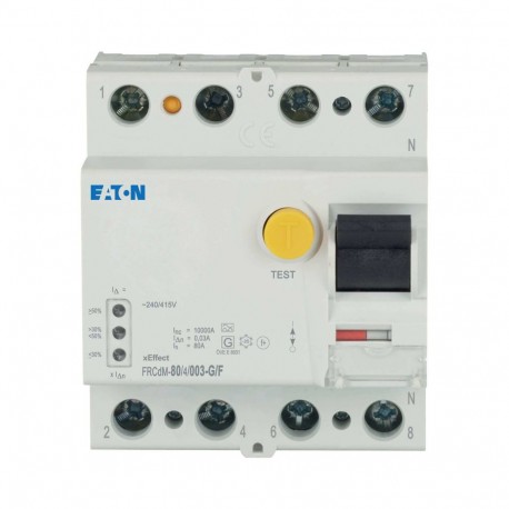 Eaton-moeller FRCDM-80/4/003-G/F Y7-501274 EATON ELECTRIC RCCB, 80A, 4p, 30mA, Type G/F