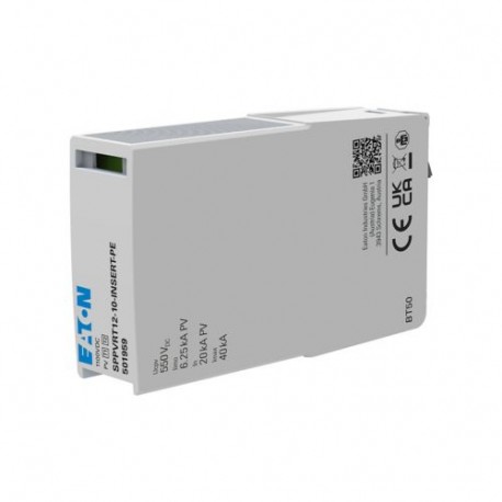 Eaton-moeller SPPVRT12-10-INSERT-PE Y7-501959 EATON ELECTRIC PV-SPD, 1000V, Class 1 & 2 Combined, PE Replacement