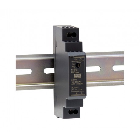 Meanwell HDR-15-5 AC-DC Ultra slim DIN rail power supply, Input range 85-264VAC, Output 5VDC / 2.4A, Pass LPS