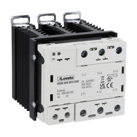LOVATO ELECTRIC HS3D5HV024E230 HS3D5HV024E230 LOVATO SOLID STATE RELAY 3P 24A WITH HEAT SINK