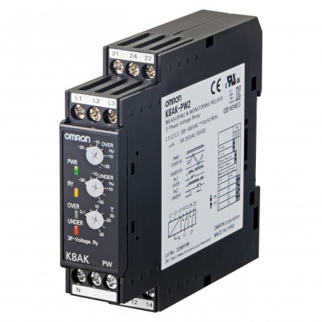 OMRON K8AK-PW1 K8AK-PW1 K8AK0026G K8AKPW1 OMRON Three-phase Voltage Max and Min 1 SPDT 200-240VAC 2 SPDT