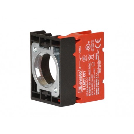 Lovato-electric 8LM2TE01 LOVATO CONTACT ELEMENT, Ø22MM 8LM METAL SERIES, NC. SCREW TERMINATION. WITH MOUNTING ADAPTER