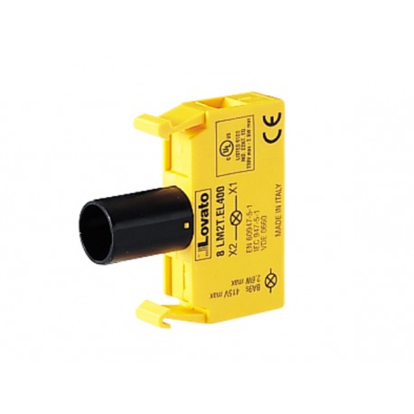 Lovato-electric 8LM2TEL400 LOVATO LAMP-HOLDER WITHOUT MOUNTING ADAPTER, Ø22MM 8LM METAL SERIES, DIRECT SUPPLY, ≤41..