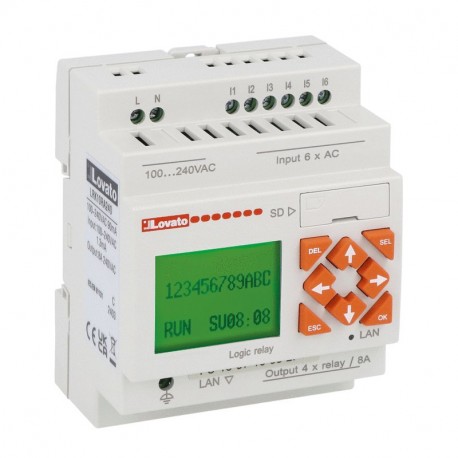 LOVATO ELECTRIC LRK10RA240 LRK10RA240 LOVATO Programmable 6E/4O 100-240VAC ETHERNET Relay