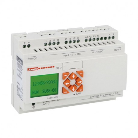 LOVATO ELECTRIC LRK20RD024RS LRK20RD024RS LOVATO Programmable Relay 12I/8O 12-24VDC ETH.+RS485