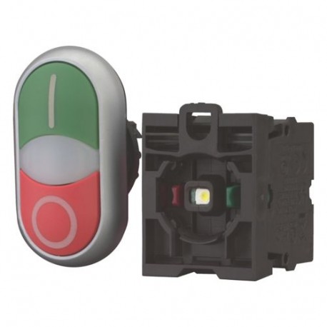 Eaton-moeller M22-DDL-GR-X1/X0/K11/230-W 216509 Y7-216509 EATON ELECTRIC Double actuator pushbutton, 1N/O+1N/C, + LED 85-2..