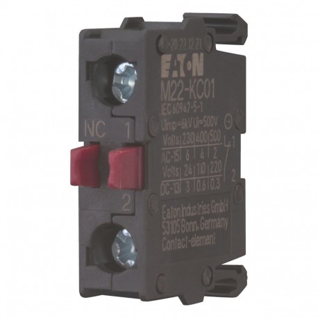 Eaton-moeller M22-KC01 216382 Y7-216382 EATON ELECTRIC Contact element, 1 N/C, base fixing, 6. contact, screw connection