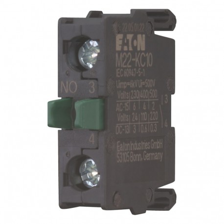 Eaton-moeller M22-KC10 216380 Y7-216380 EATON ELECTRIC Contact element, 1N/O, base fixing, 6. contact, screw connection
