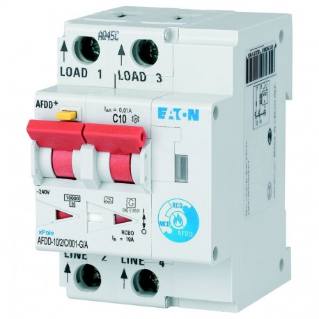Eaton-moeller AFDD-10/2/C/001-G/A Y7-300189 EATON ELECTRIC Fire Protection Switch, 2p, C, 10 A, 10 mA, Type G/A