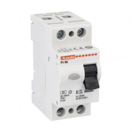 LOVATO ELECTRIC P1 RC 2P 25 A030 P1 RC 2P 25 A030 P1RC2P25A030 LOVATO RESIDUAL CURRENT OPERATED CIRCUIT BREAKER, 2 AND 4 MODULES, 2P TYPE A, ..