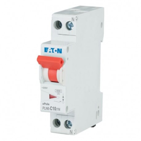 Eaton-moeller PLN6-C10/1N-DE 263280 Y7-263280 EATON ELECTRIC Miniature circuit breaker (MCB), 10A, 1pole+N, type C charact..