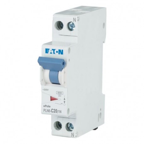 Eaton-moeller PLN6-C20/1N-DE 263283 Y7-263283 EATON ELECTRIC Miniature circuit breaker (MCB), 20A, 1pole+N, type C charact..