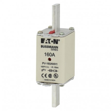 Eaton-moeller PV-160ANH1 EATON ELECTRIC cartridge fuse, ultra rapid, 160 a, DC 1000 V, NH1, gPV, UL PV, UL, IEC, indicator..