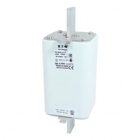 Eaton-moeller FUSE 400A 1500V 3L PV PV-400A-3L-15 EATON ELECTRIC Fuse-link, high speed, 400 A, DC 1000 V, 3L, 75 x 91 x 20..