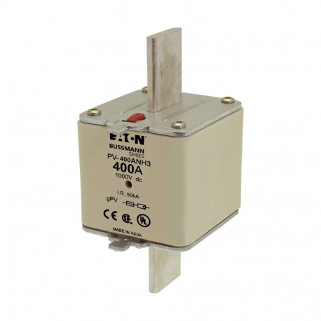 Eaton-moeller PV-400ANH3 EATON ELECTRIC Fuse-link, high speed, 400 A, DC 1000 V, NH3, gPV, UL PV, UL, IEC, dual indicator