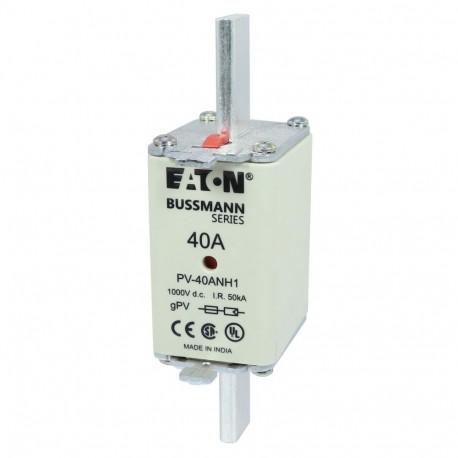Eaton-moeller PV-40ANH1 EATON ELECTRIC cartridge fuse, ultra rapid, 40a, DC 1000 V, NH1, gPV, UL PV, UL, IEC, indicator do..