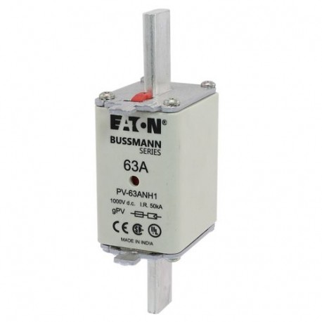 Eaton-moeller PV-63ANH1 EATON ELECTRIC cartridge fuse, ultra rapid, 63 a, DC 1000 V, NH1, gPV, UL PV, UL, IEC, indicator d..