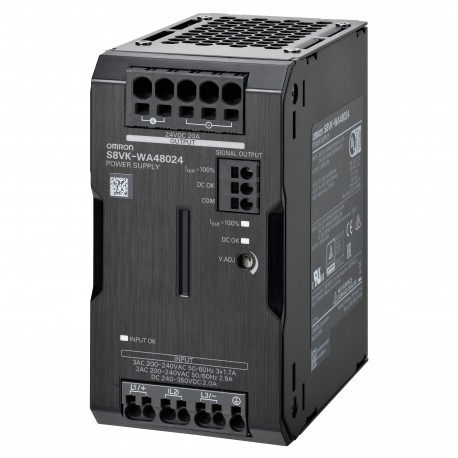 Omron S8VK-WA48024 S8VKWA48024 OMRON 3-phase power supply, 480 W, 24 VDC, 20 A, DIN rail mounting